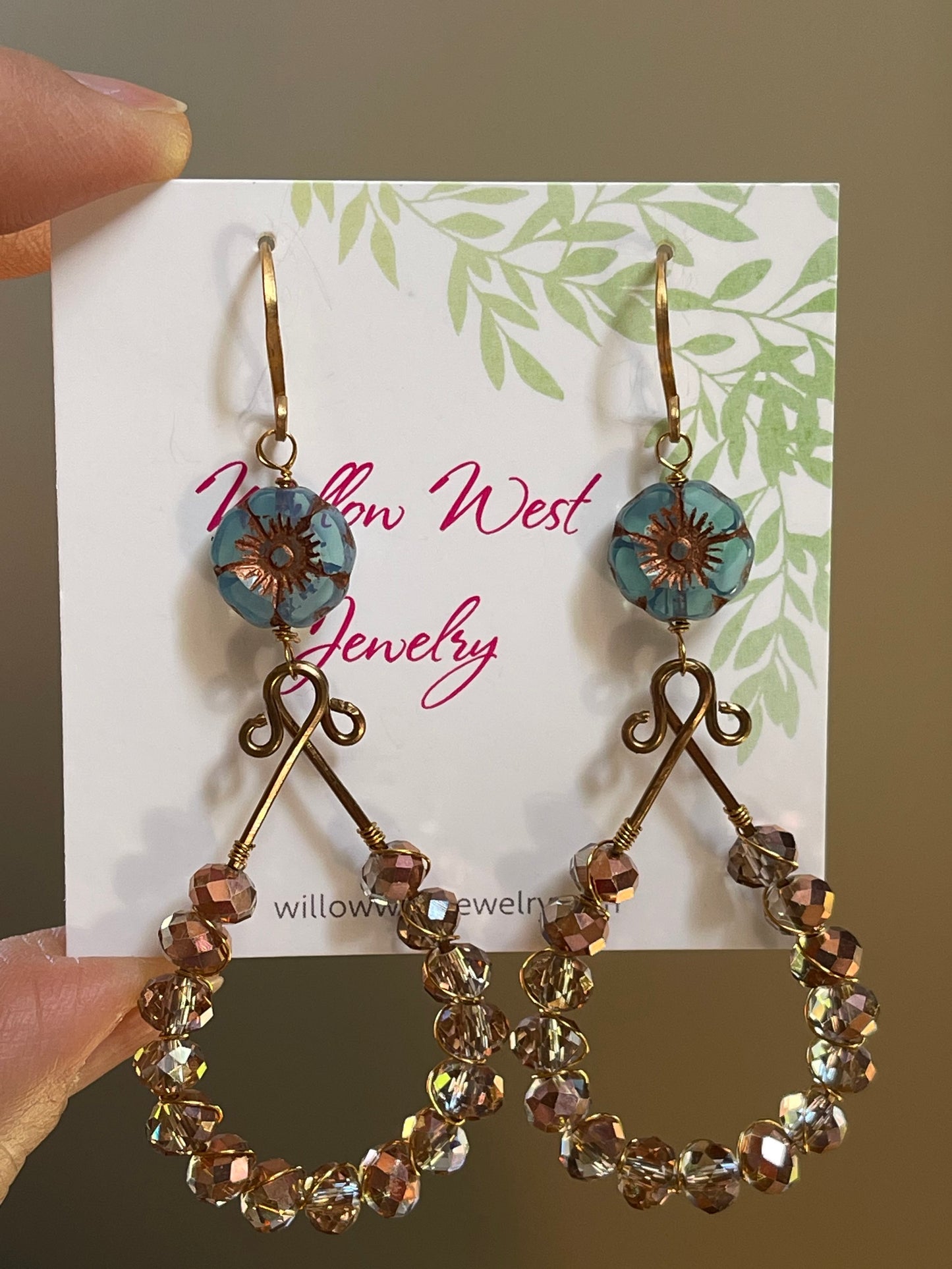 Rose Gold Czech Earrings