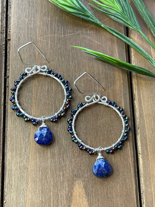 Lapis Lazuli Hoop Earrings