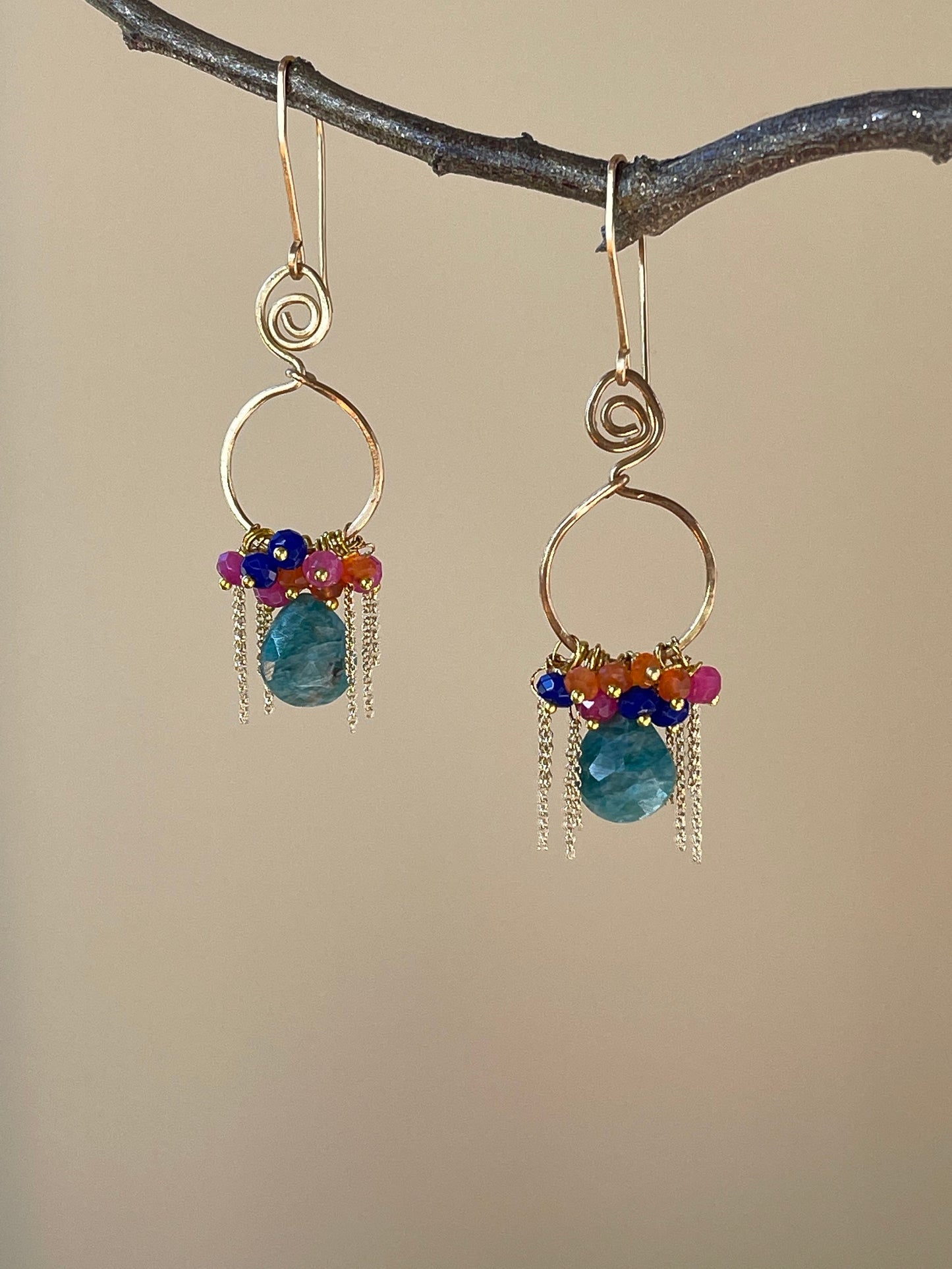 Amazonite Multicolored Hoop Earrings