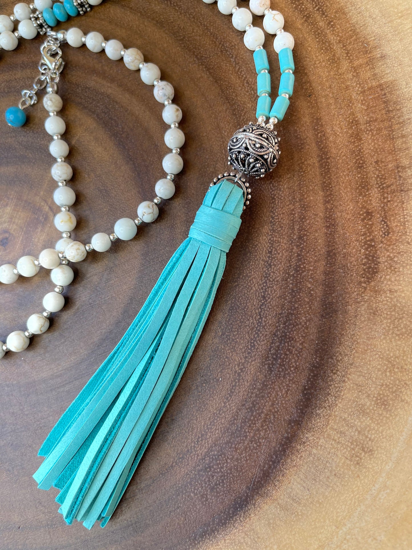 Turquoise Tassel Beaded Necklace