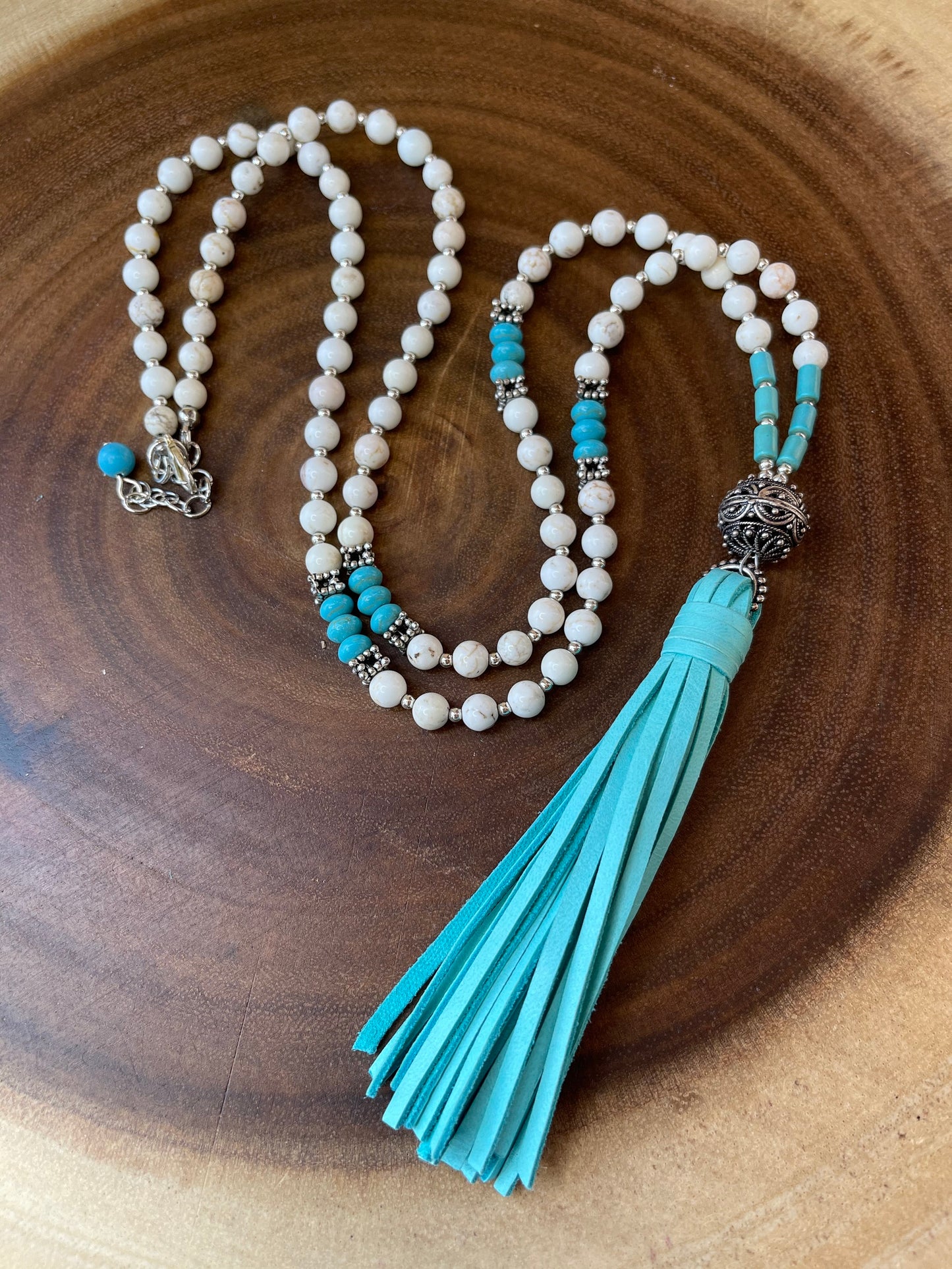 Turquoise Tassel Beaded Necklace