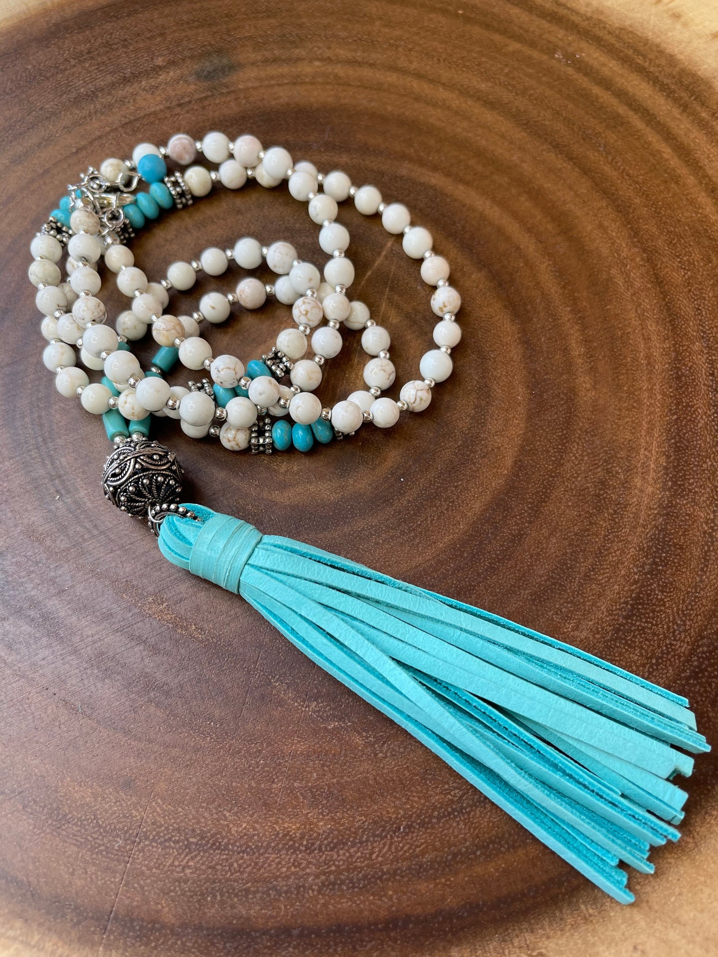 Turquoise Tassel Beaded Necklace