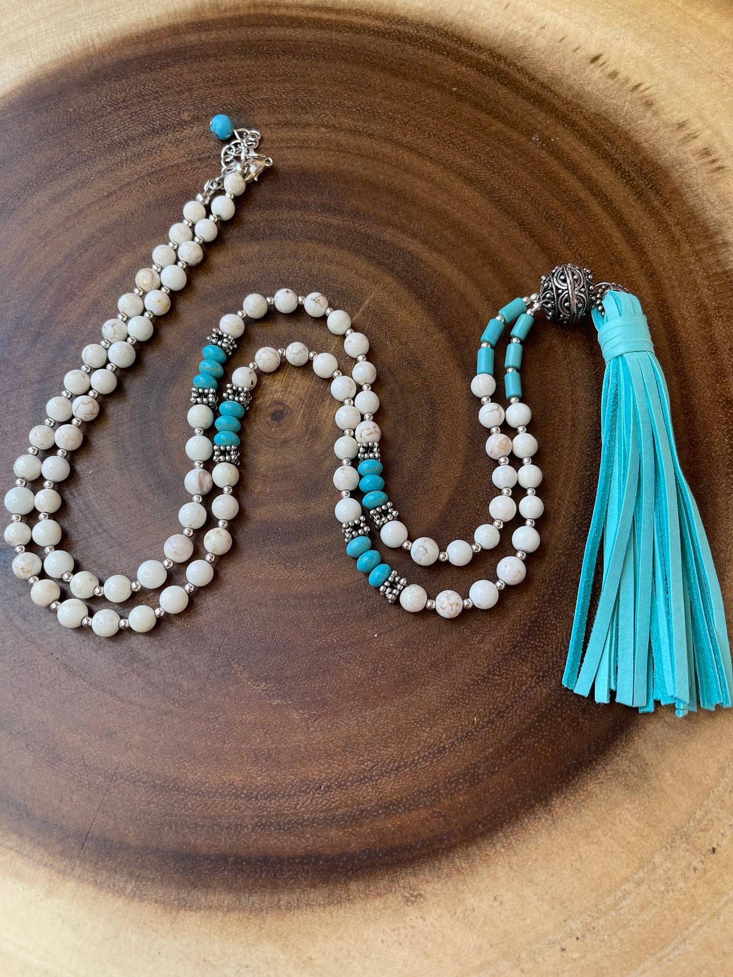 Turquoise Tassel Beaded Necklace