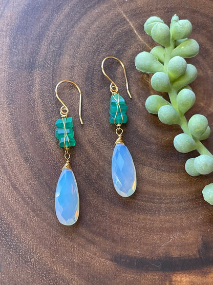 Opalite / Green Onyx Earrings