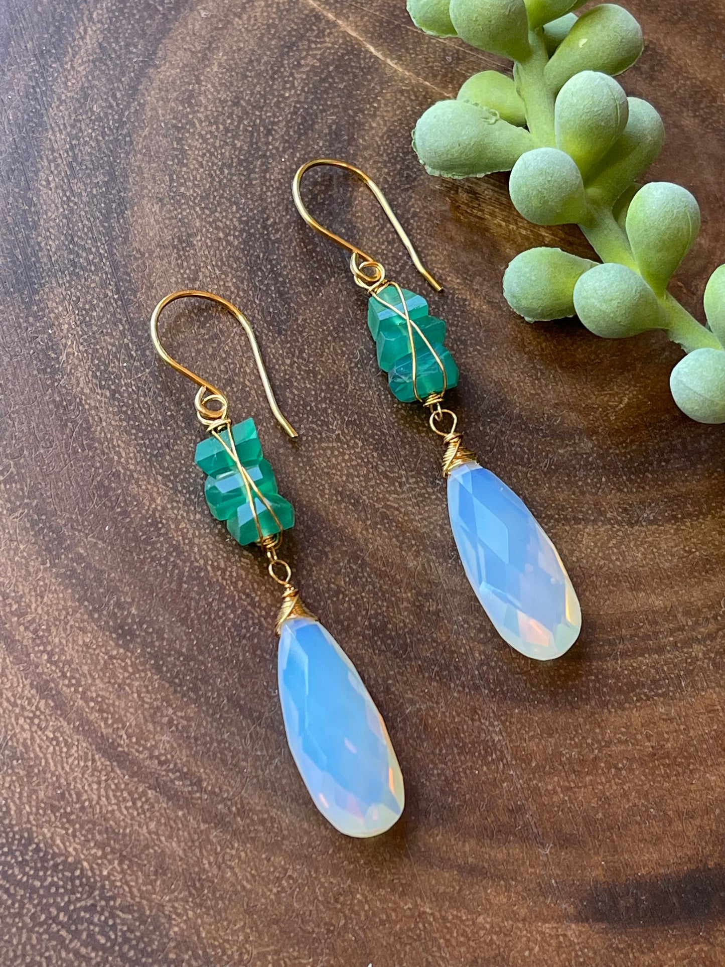 Opalite / Green Onyx Earrings