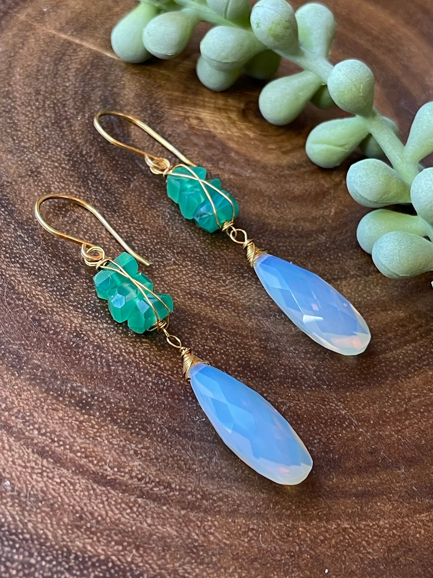 Opalite / Green Onyx Earrings