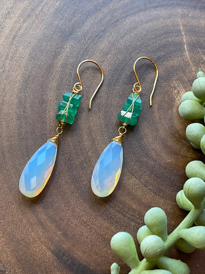 Opalite / Green Onyx Earrings