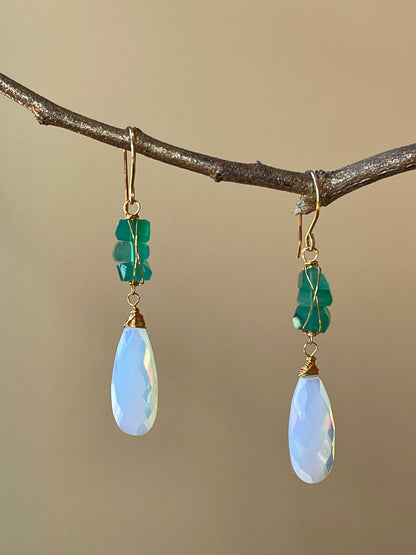 Opalite / Green Onyx Earrings