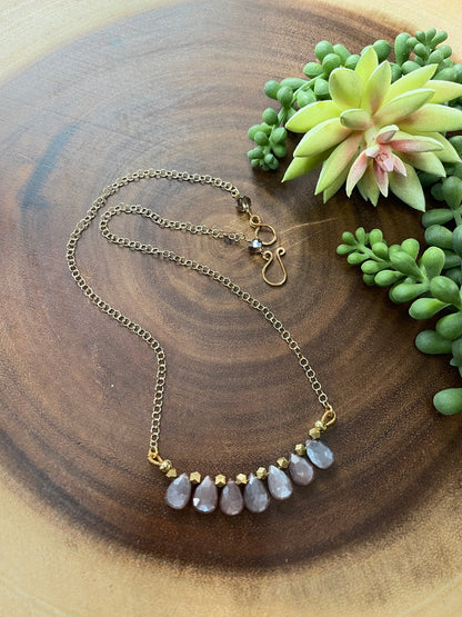 Copper Moonstone Bar Necklace