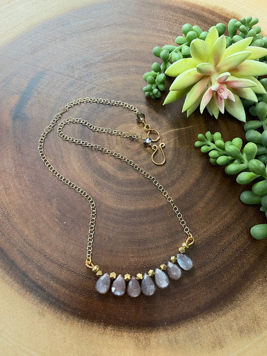 Copper Moonstone Bar Necklace