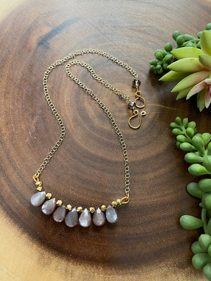 Copper Moonstone Bar Necklace