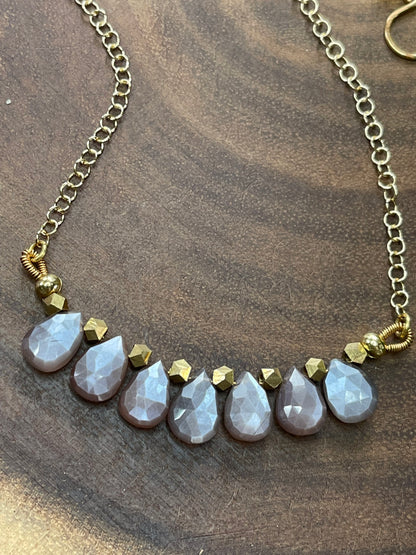 Copper Moonstone Bar Necklace