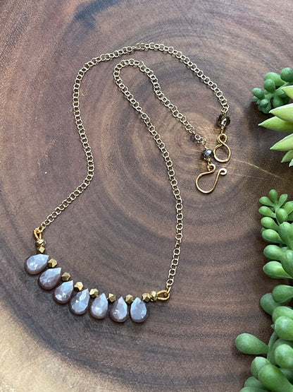 Copper Moonstone Bar Necklace