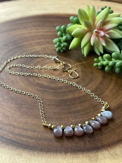 Copper Moonstone Bar Necklace