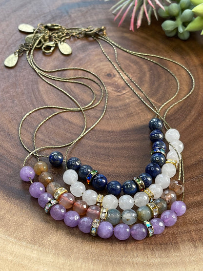 Purple Agate Beaded Necklace