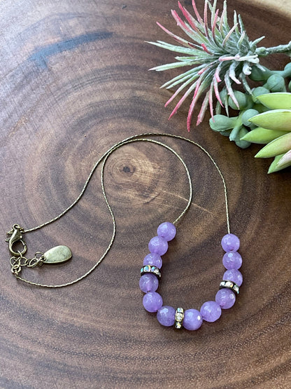 Purple Agate Beaded Necklace