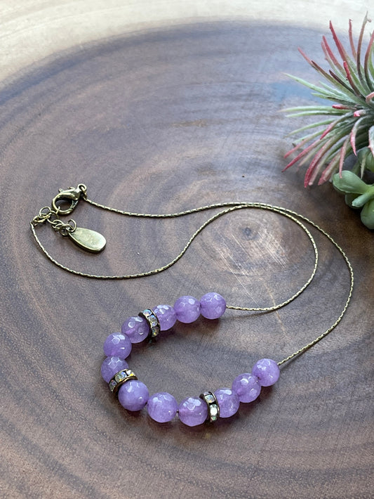 Purple Agate Beaded Necklace