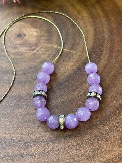 Purple Agate Beaded Necklace