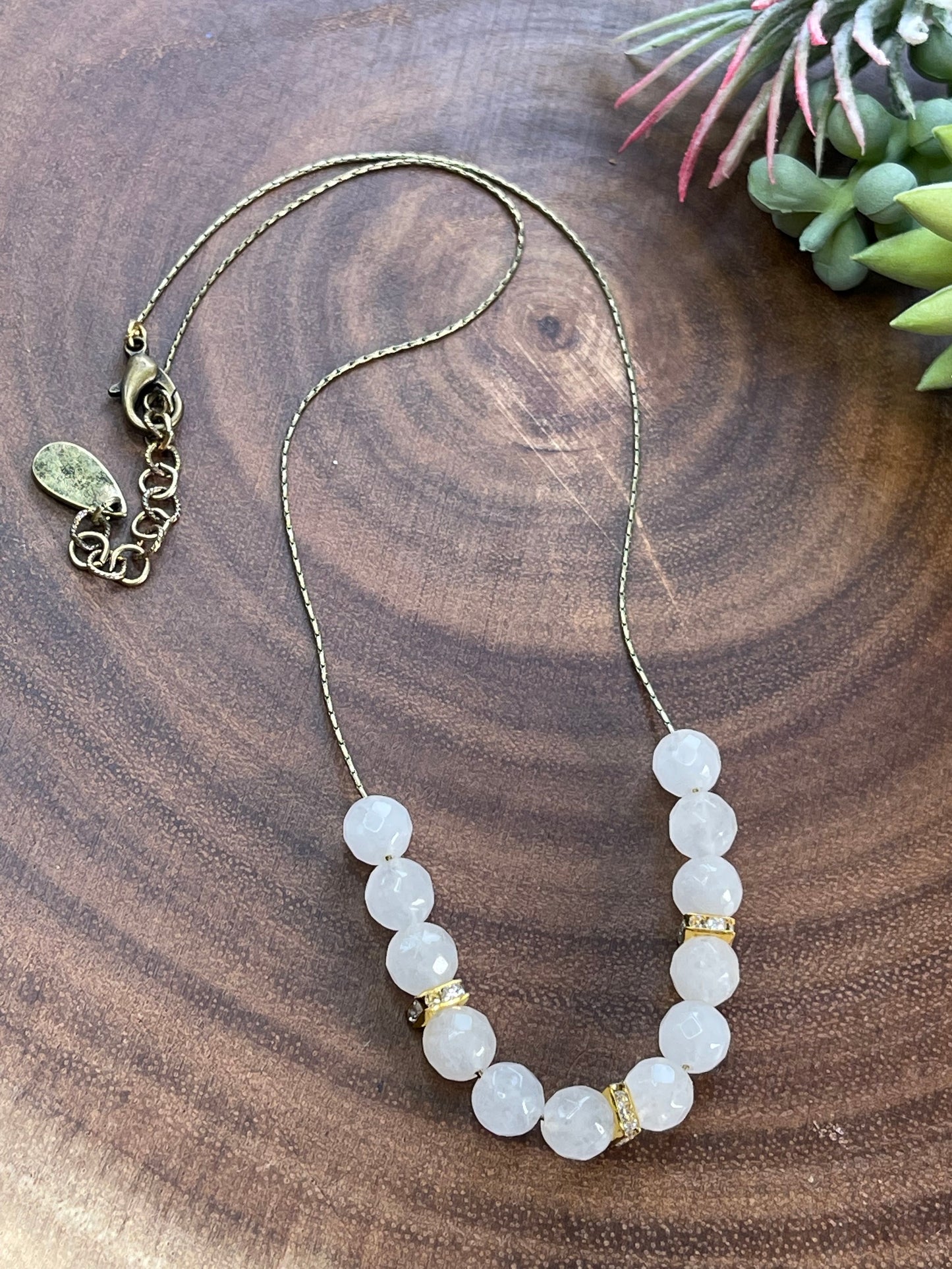 White Jade Beaded Necklace