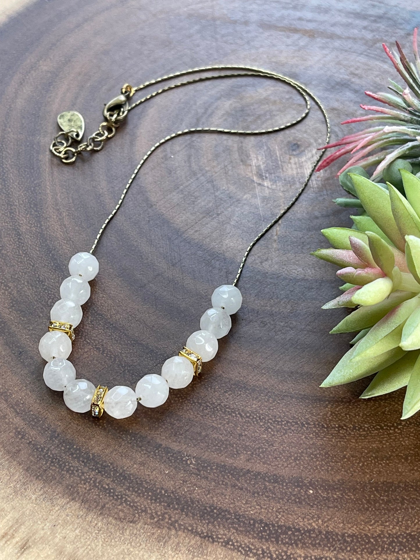 White Jade Beaded Necklace