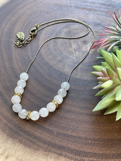 White Jade Beaded Necklace