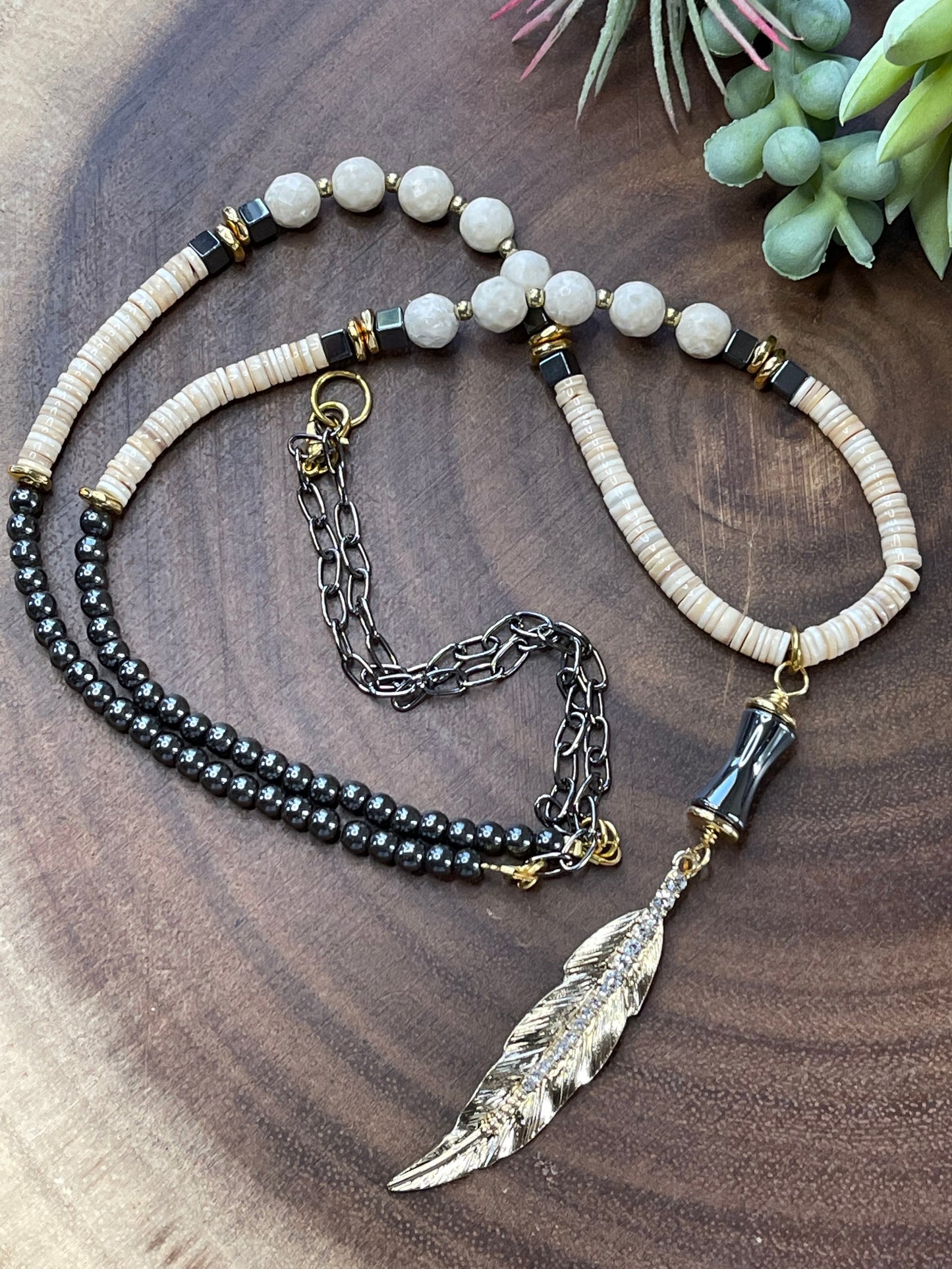 Pyrite and Shell Necklace