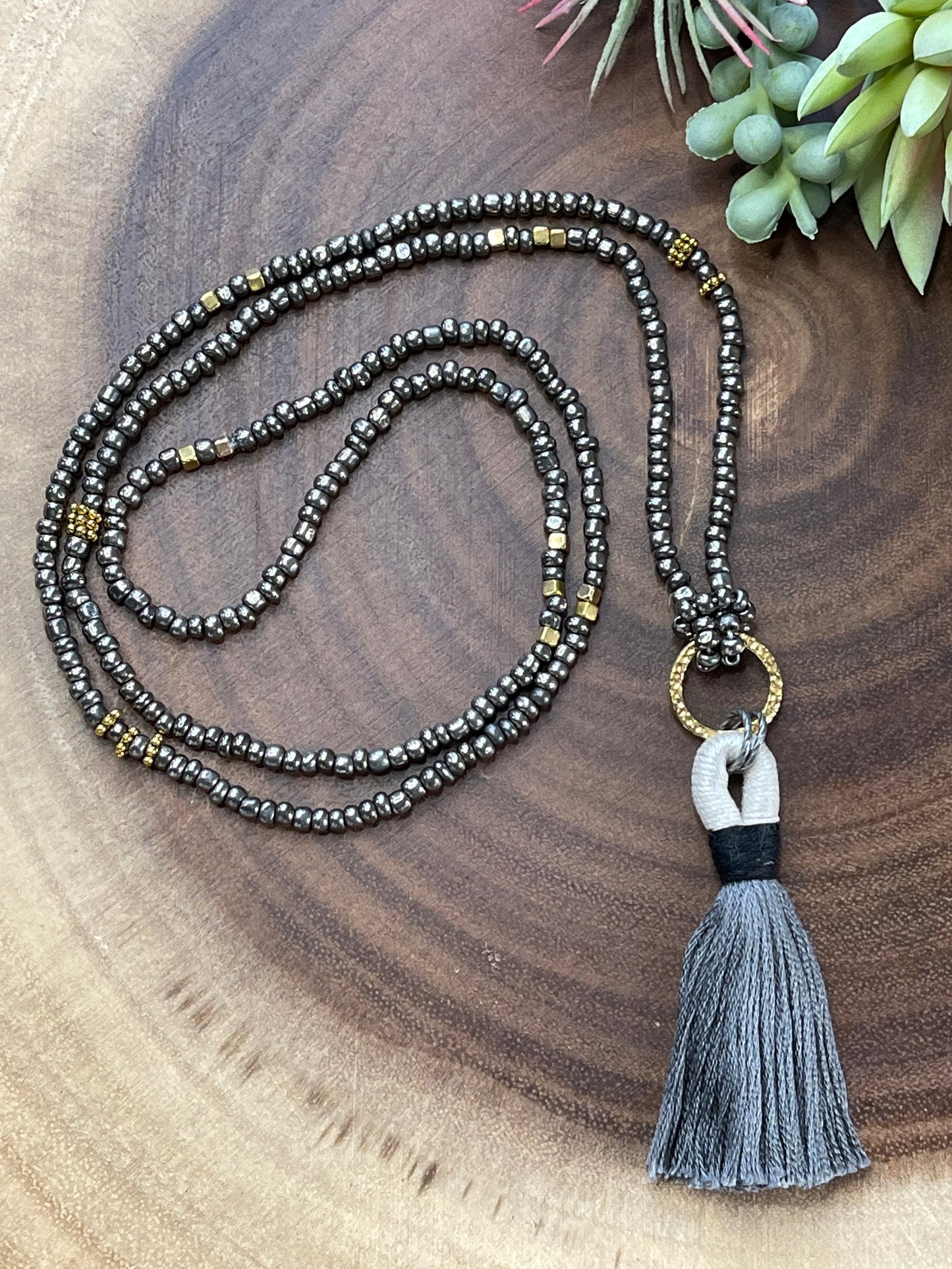 Beaded Boho Tassel Necklace