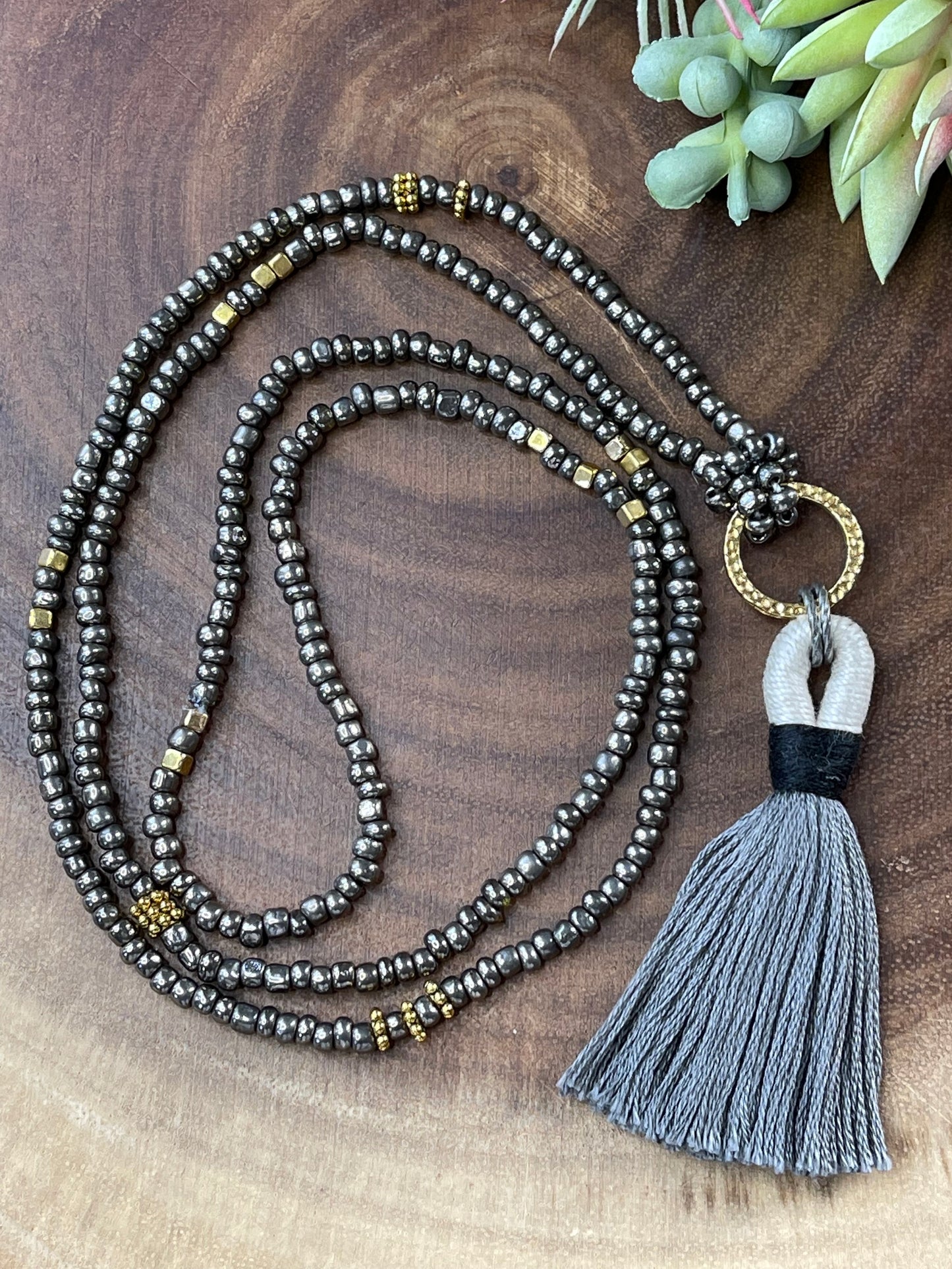 Beaded Boho Tassel Necklace