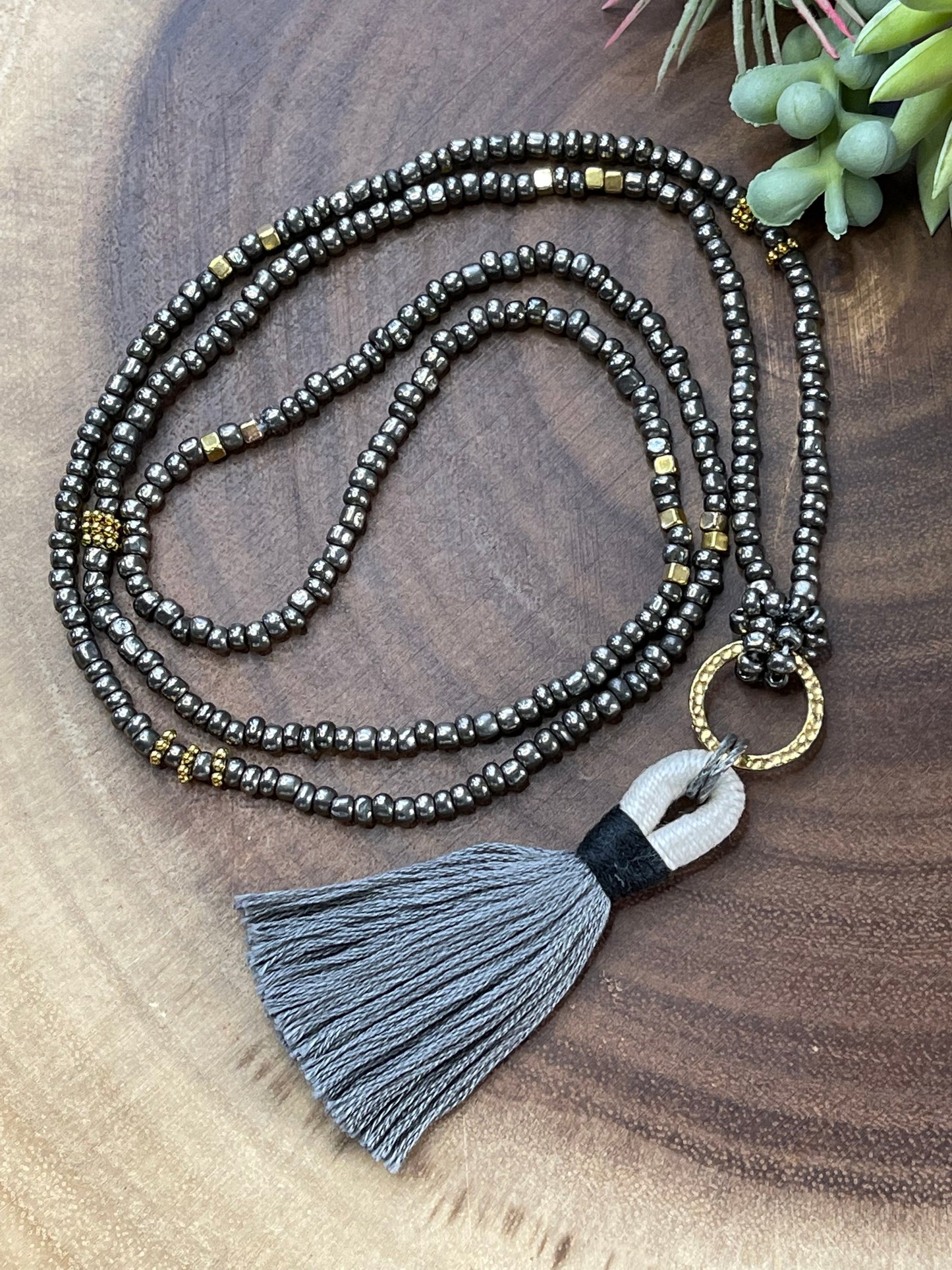 Beaded Boho Tassel Necklace