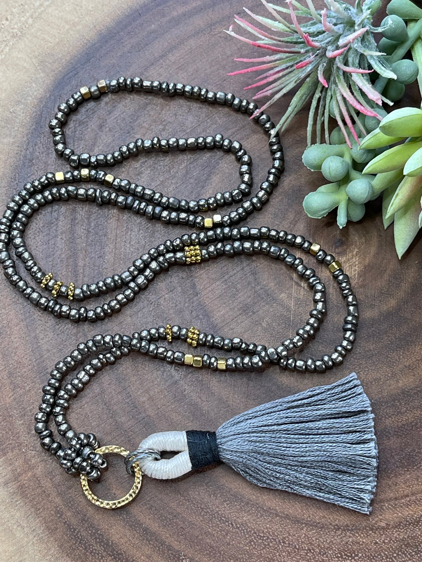 Beaded Boho Tassel Necklace