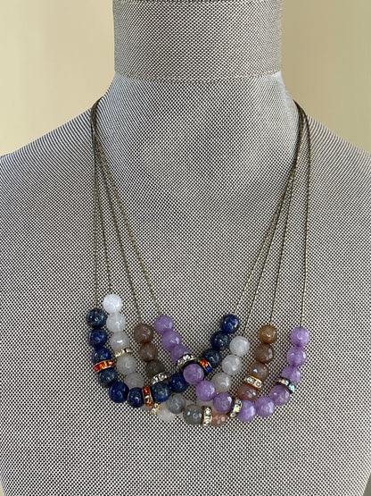 Purple Agate Beaded Necklace