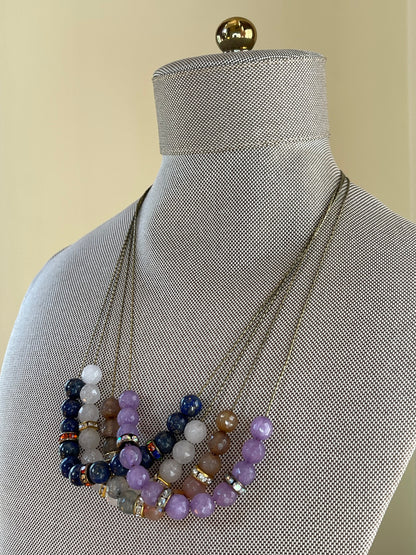 Purple Agate Beaded Necklace