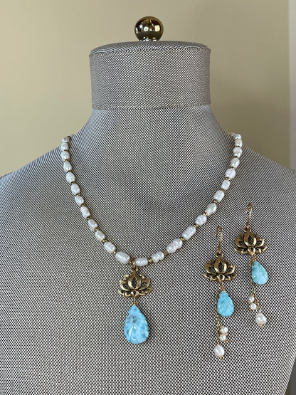 Larimar Pearl Necklace