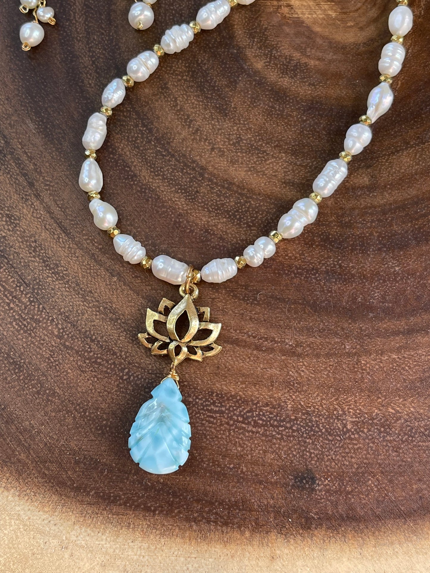 Larimar Pearl Necklace