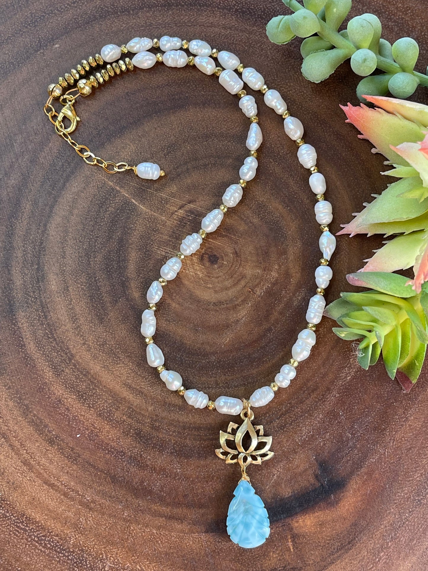 Larimar Pearl Necklace