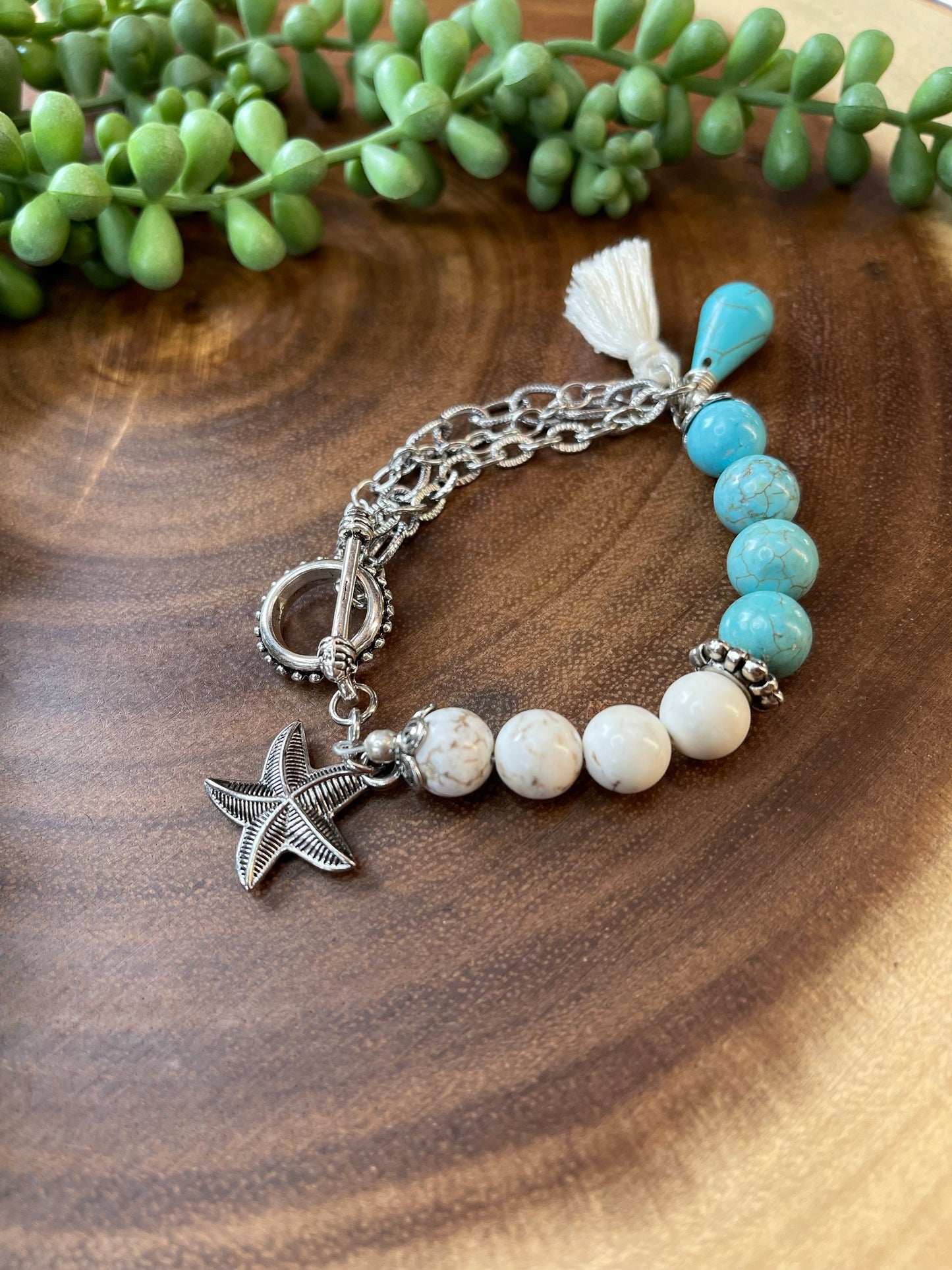 Turquoise Beaded Charm Bracelet