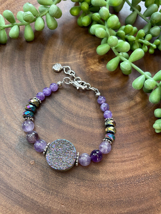 Purple Druzy / Amethyst Bracelet