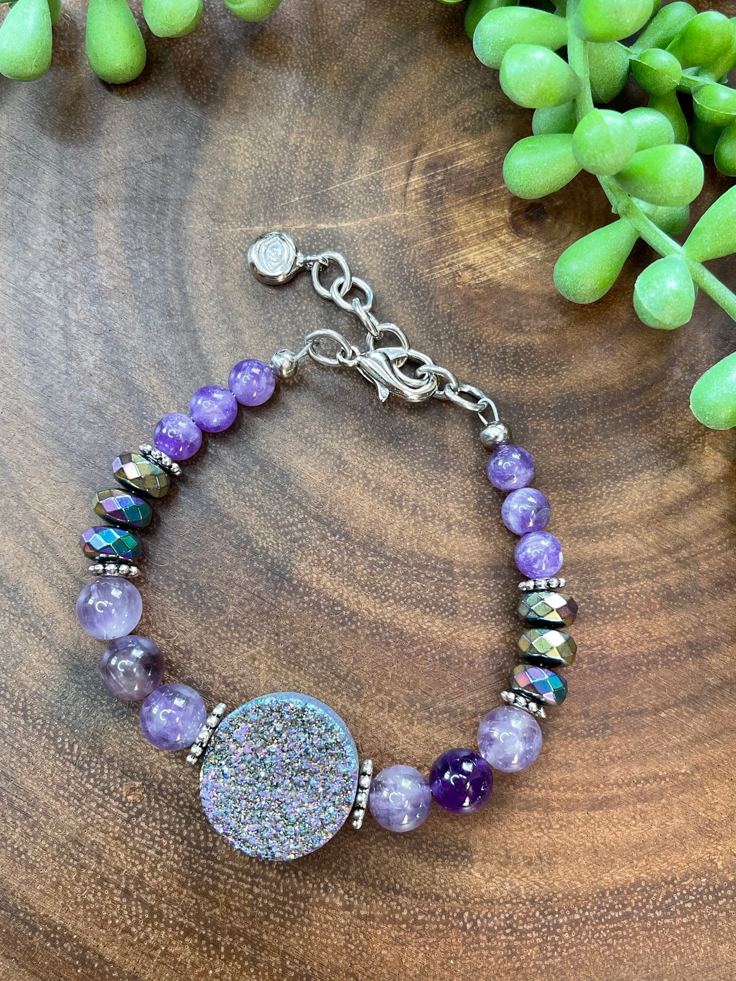 Purple Druzy / Amethyst Bracelet