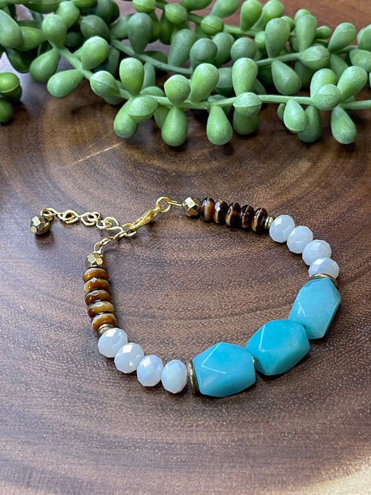 Blue Agate Beaded Bracelet