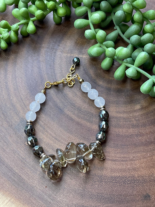 Topaz Quartz Beaded Bracelet