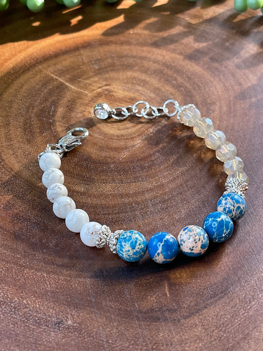 Blue Imperial Jasper Beaded Bracelet