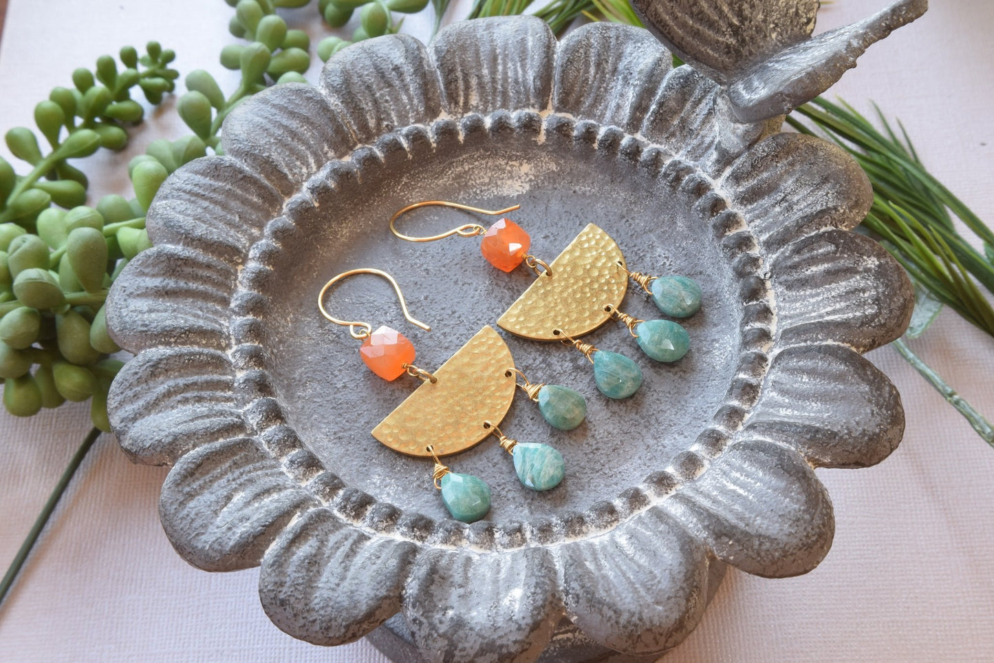 Amazonite and Carnelian Earrings