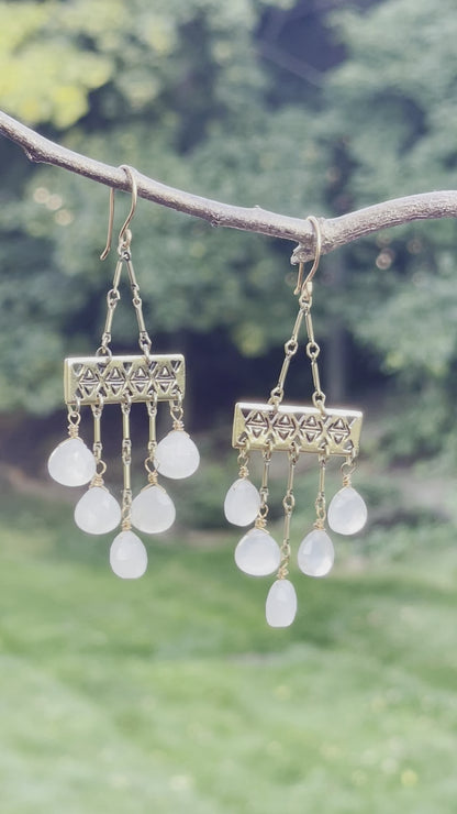 White Moonstone Earrings