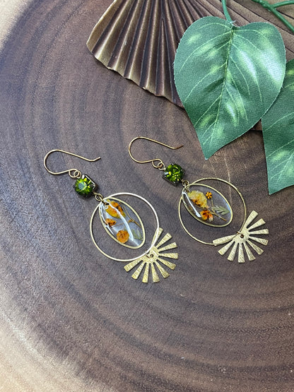 Orange Flower Resin Earrings