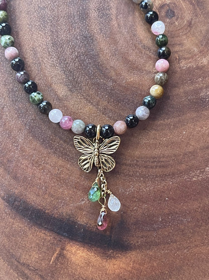 Tourmaline Butterfly Necklace