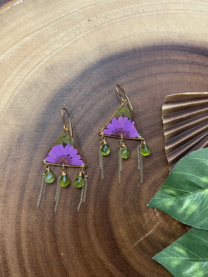 Purple Daisy Resin Earrings