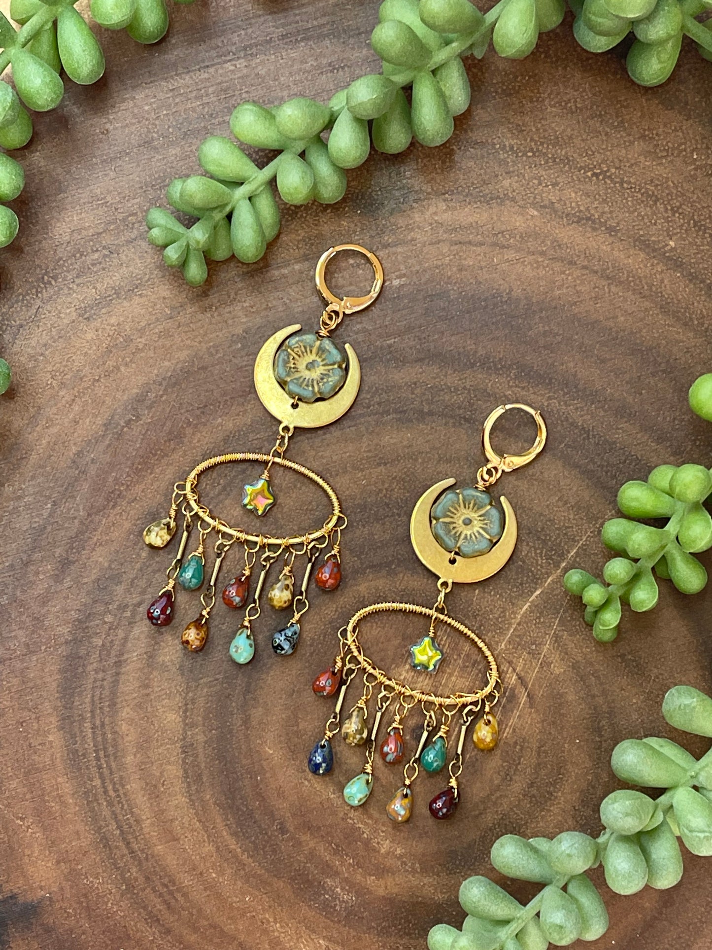 Celestial Jasper Czech Earrings