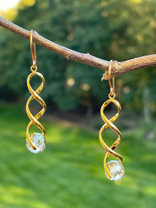 Crystal Spiral Dangle Earrings