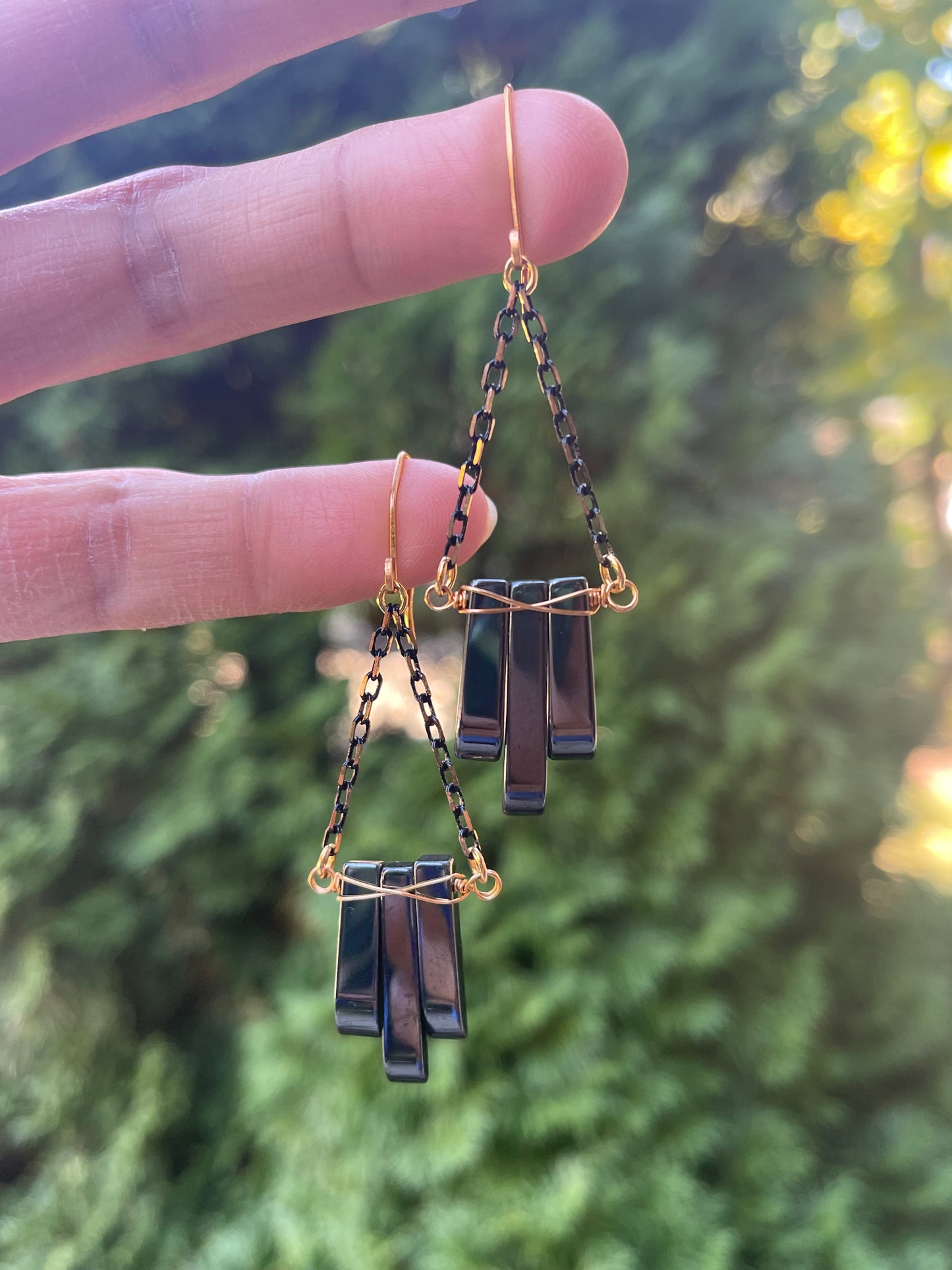 Hematite Point Earrings