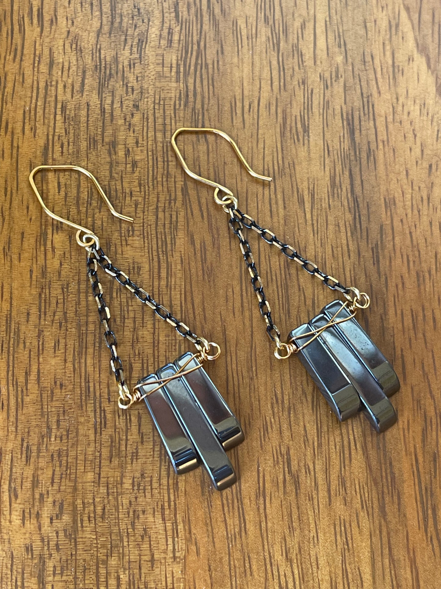 Hematite Point Earrings